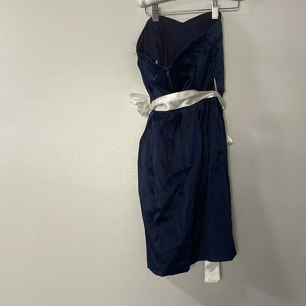 Navy blue dress with white bow and pearl, rhinestone flower 🤍 - Picture 3 of 5